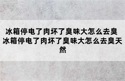 冰箱停电了肉坏了臭味大怎么去臭 冰箱停电了肉坏了臭味大怎么去臭天然